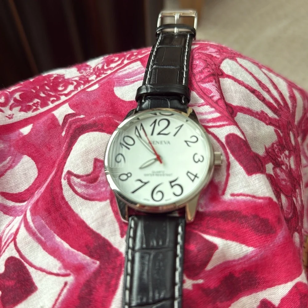 Geneva G-85 Stainless Steel Crock look strap Watch